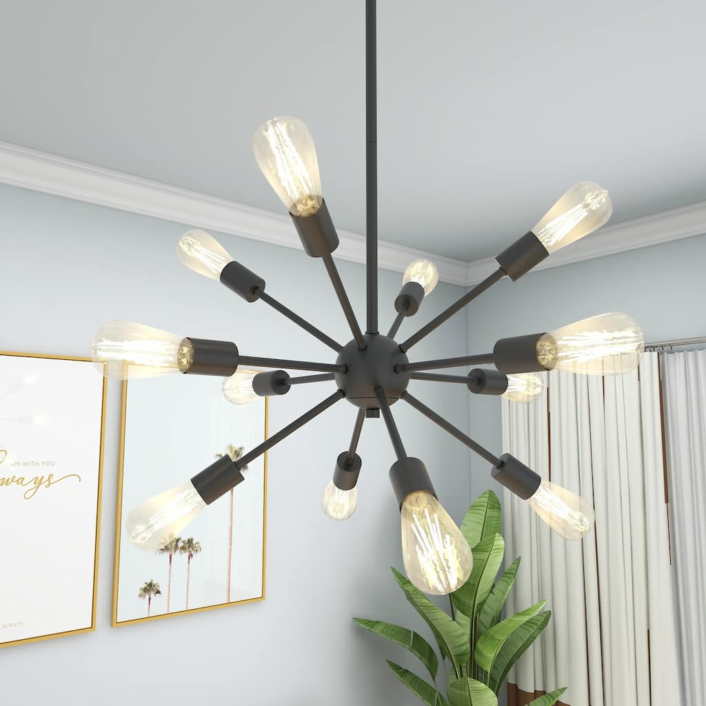 12 - Light Matte Black Sputnik Sphere Chandelier