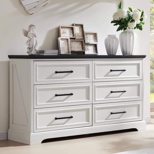 Farmhouse 6 Drawer Dresser for Bedroom, Chest of Drawers, TV Stand - On Sale - Bed Bath & Beyond - 42903557 Farmhouse 6 Drawer Dresser for Bedroom, Chest of Drawers, TV Stand - On Sale - Bed Bath & Beyond - 42903557