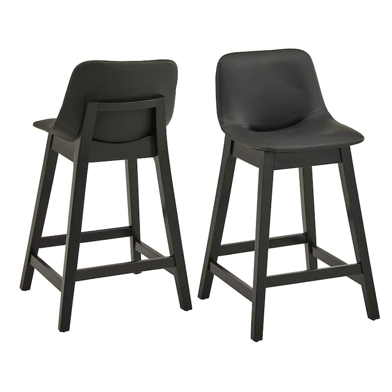 Savinhill Black Finish Vegan Leather Counter Height Chair (Set of 2) by iNSPIRE Q Modern - Black
