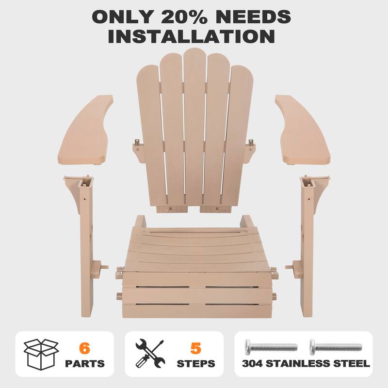 Nuu Garden Weather-Resistant Adirondack Chair with Widened Armrests