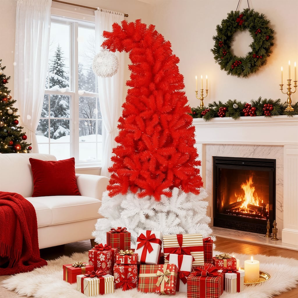 6-Foot Artificial Santa Hat Christmas Tree with Bendable Branches - Unique Holiday Decoration for Home or Office