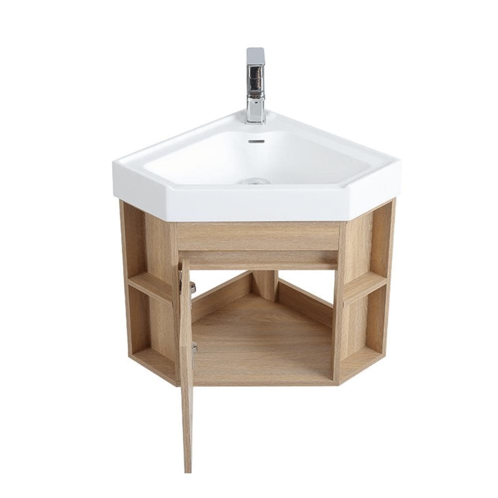 wan♡wan 18 inch Corner Wall Mount Compact Bathroom Vanity - Bed Bath