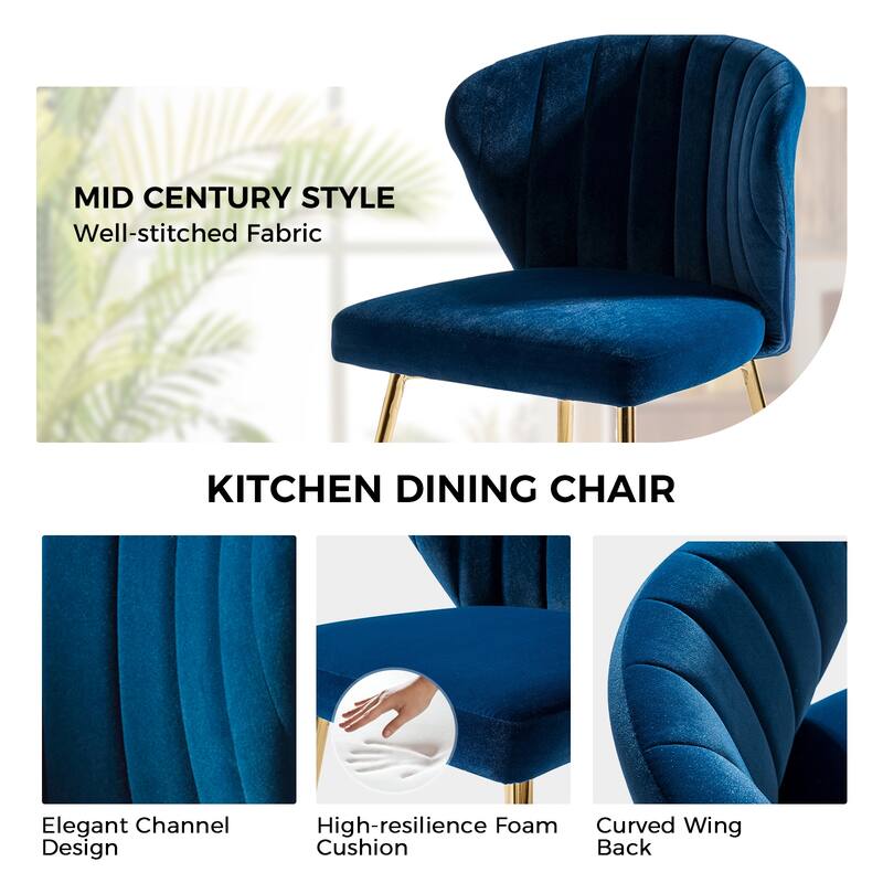 Luna Modern Glam Upholstered Tufted Back Side Accent Dining Chair with Small Base by HULALA HOME
