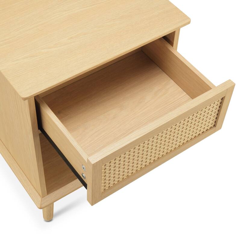 Chelsea Square Teagan Rattan Side Table with Built-in Charging Station & LED Light - 15.25x23.75
