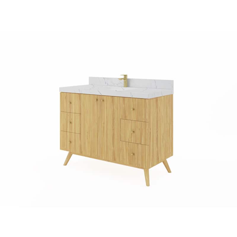 Willow Collections 48 in. W x 22 in. D Pasadena Solid Teak Single Sink Bathroom Vanity with Countertop