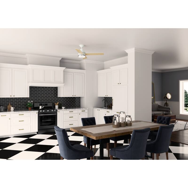 Casablanca 54" Daphne Ceiling Fan with LED Light Kit and Wall Control - Transitional - Fresh White