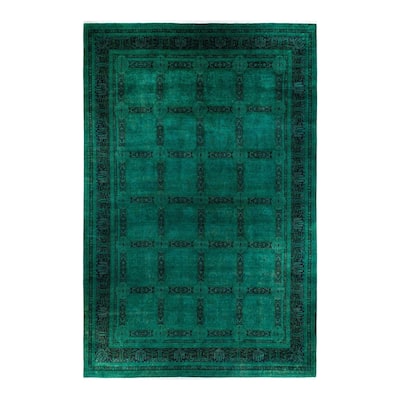 Overdyed, One-of-a-Kind Hand-Knotted Area Rug - Green - 12' 2" x 17' 10"