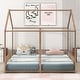 preview thumbnail 3 of 10, Metal Twin Size House-Themed Platform Beds with Dual Bed Design and Protective Guardrails for Families