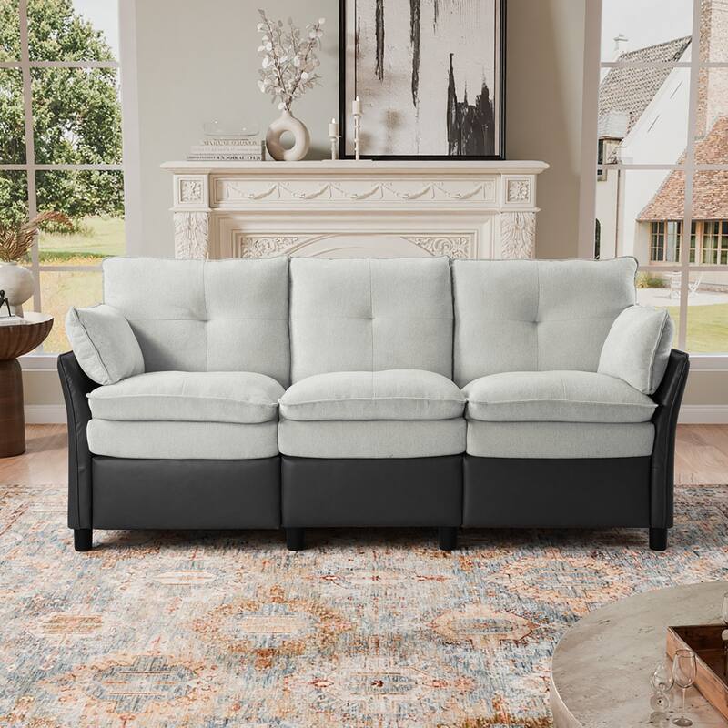 3 Seater Modern Soft Upholstered Power Reclining Sofa for Living Room - Black