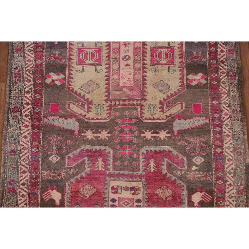 Meshkin Persian Vintage Runner Rug Hand-knotted Wool Carpet - 4'4" x 10'3"