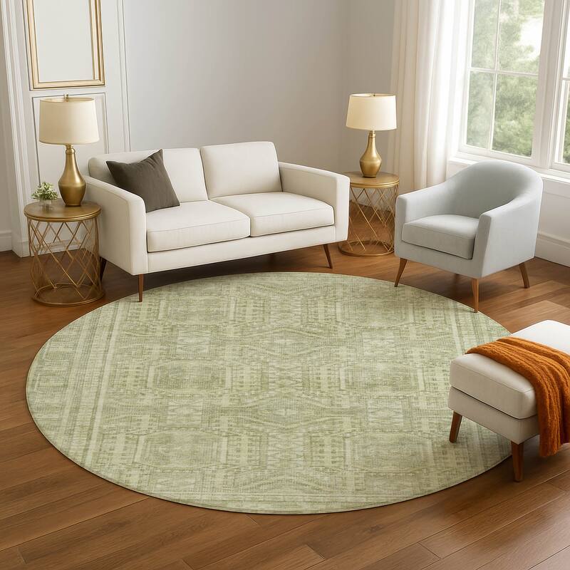 Premium Washable Super Soft Traditional Global Mayfield Rug - Sage - 8' x 8'