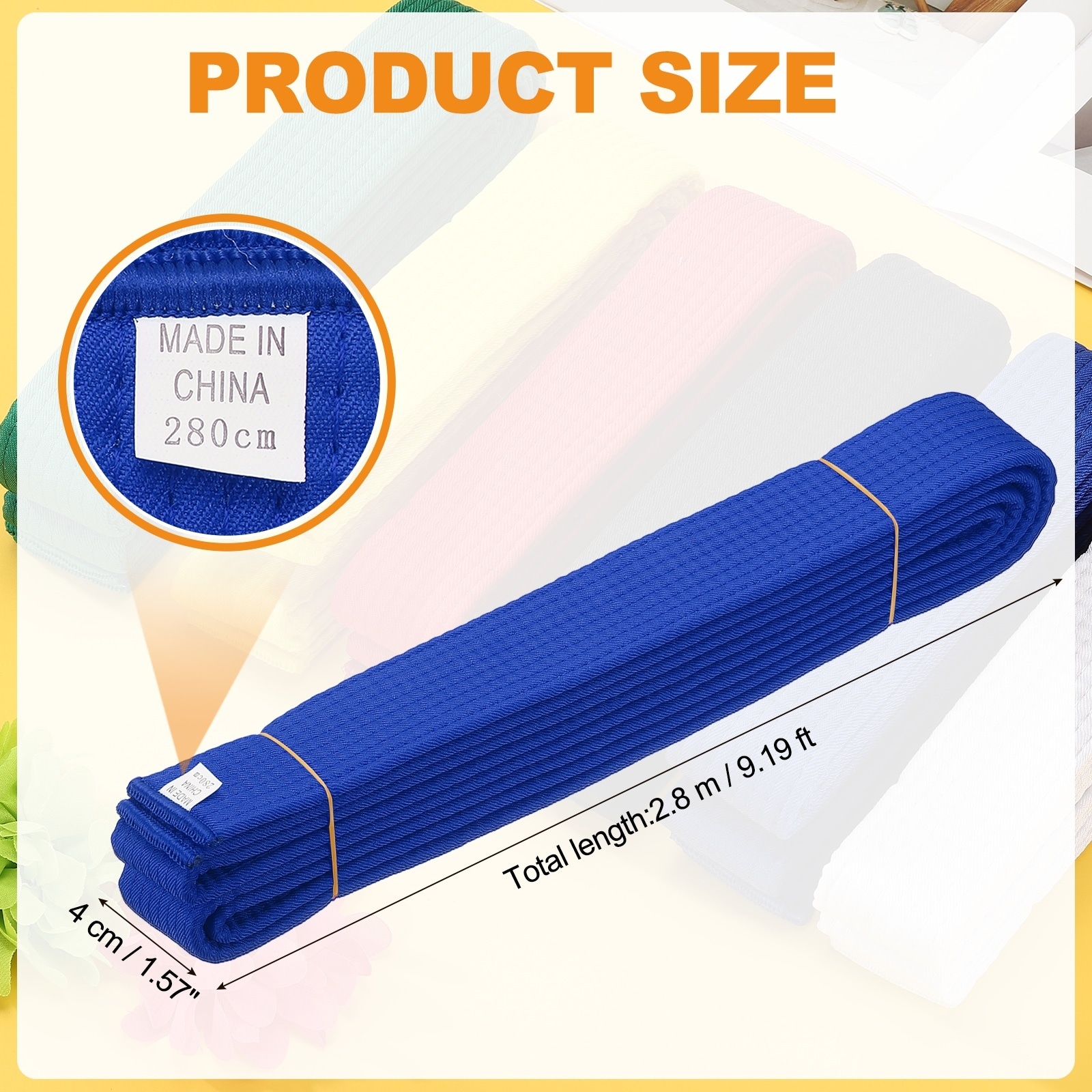 Karate Belt, Martial Arts Ranking Belts Solid Cotton Double-Layered Core Long Soft Training Equipment