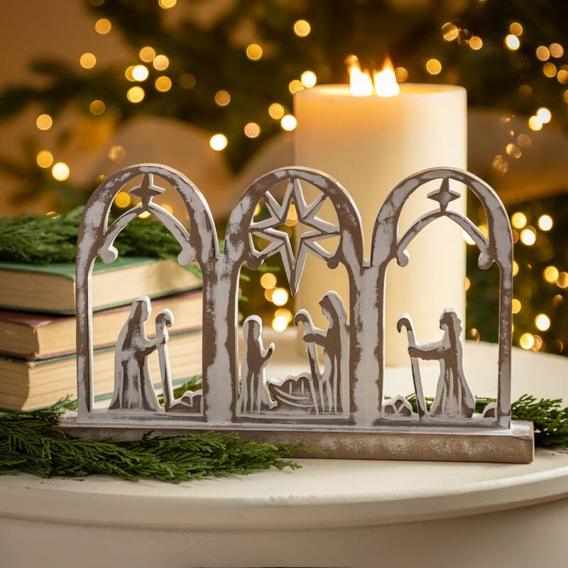 12" Wood Nativity Scene Table Decor - 12 in