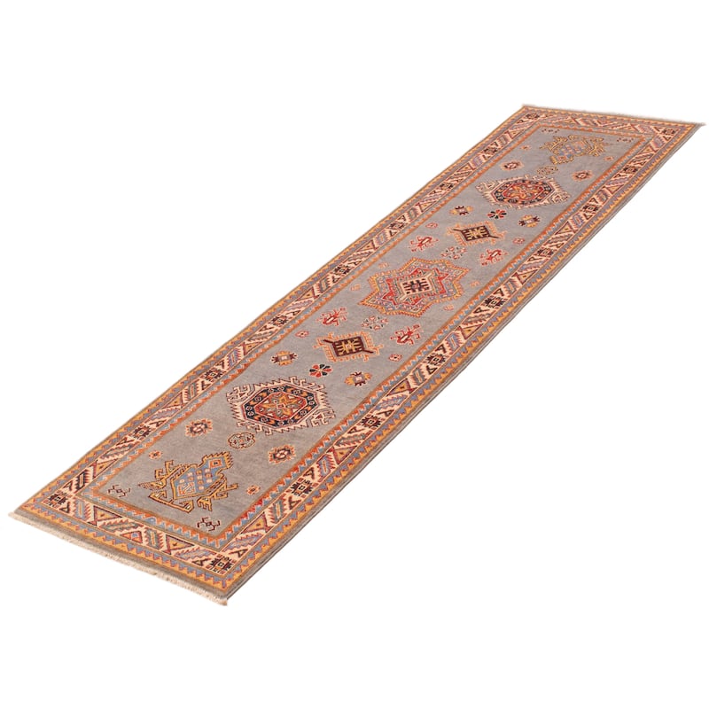 ECARPETGALLERY Hand-knotted Uzbek Ghazni Grey Wool Rug - 2'8 x 9'7