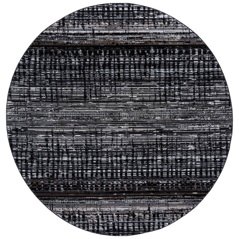 SAFAVIEH Mila Izola Modern & Contemporary Rug - 6'7" Round - Black/Beige Ivory