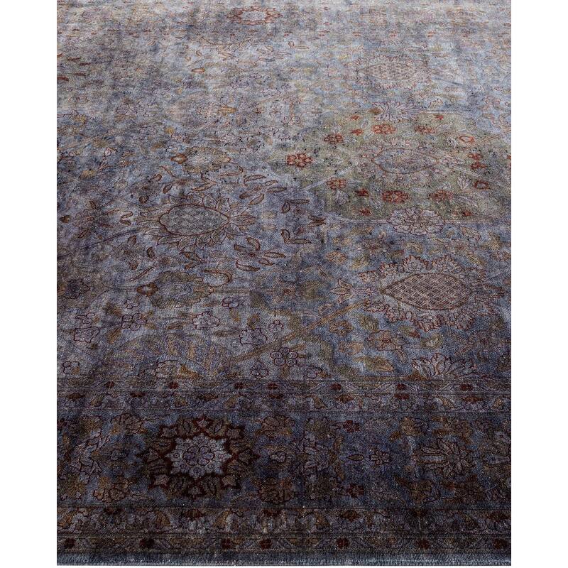 Overton Hand Knotted Wool Vintage Inspired Modern Contemporary Overdyed Gray Area Rug - 6' 3" x 12' 2"
