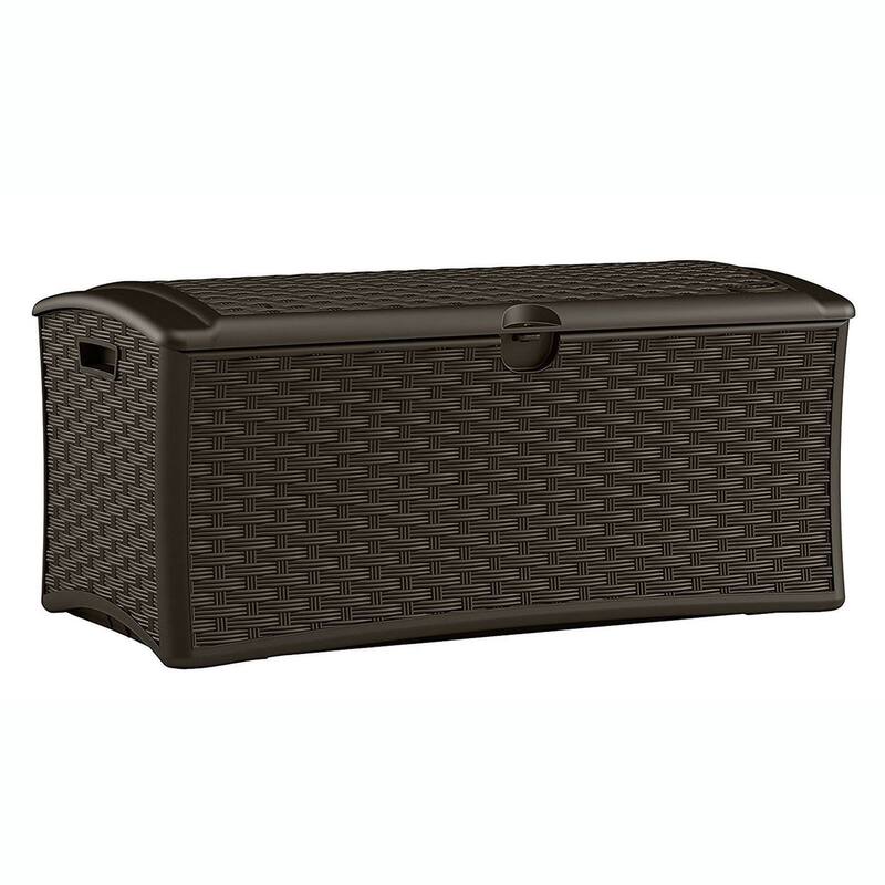 Suncast 72 Gallon Resin Wicker Outdoor Patio Storage Deck Box, Brown (6 Pack) - 61.6