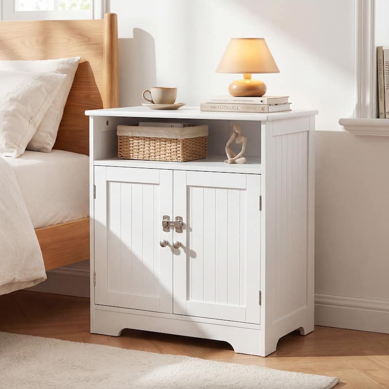 Gymax Wooden Cat Litter Box Enclosure w/ Easy Cleaning Litter Mat