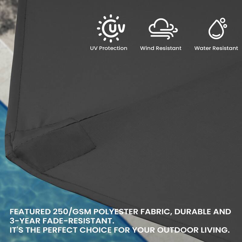 Solar LED Light 9 x 11FT Rectangular Outdoor Cantilever Patio Daul Top Umbrella without Base