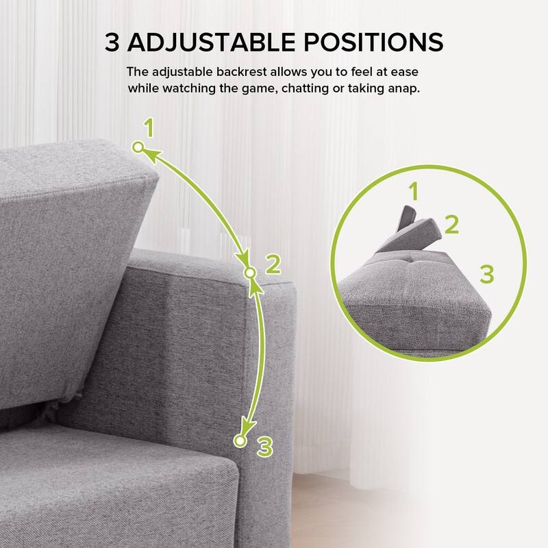 Modern Upholstered Linen Sleeper Sofa Sectional with Chaise,Pull Out Couches with USB Ports & Cup Holders
