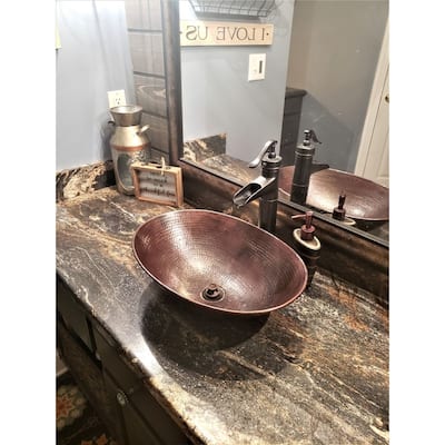 17" Handcrafted Oval Copper Vessel Bathroom Sink by SimplyCopper