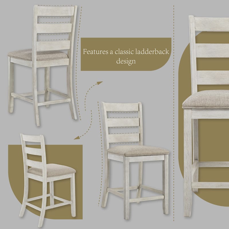 Signature Design by Ashley Dunbeg Bay White and Light Brown Upholstered Counter Height Stool (Set of 2)