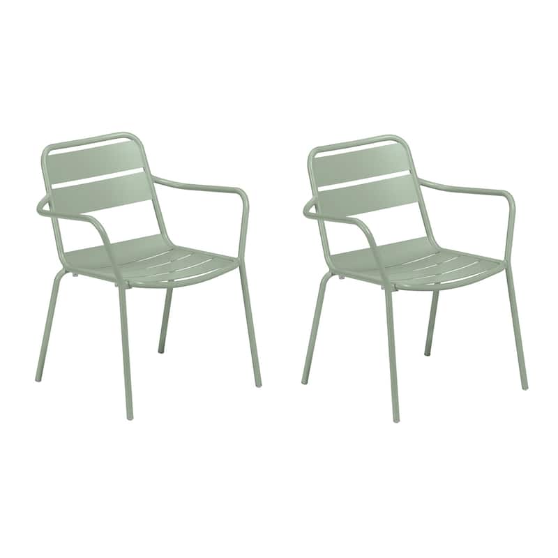 Oxford Garden Kapri Outdoor Aluminum Dining Chairs - Set of 2 - Sage