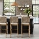 preview thumbnail 12 of 40, Beacon Bohemian Boucle Bar Stool, Upholstered Counter Height Chair with Solid Wood Frame and Woven Seagrass Back Set of 3 - Cream Boucle/Light Brown - Bar Height