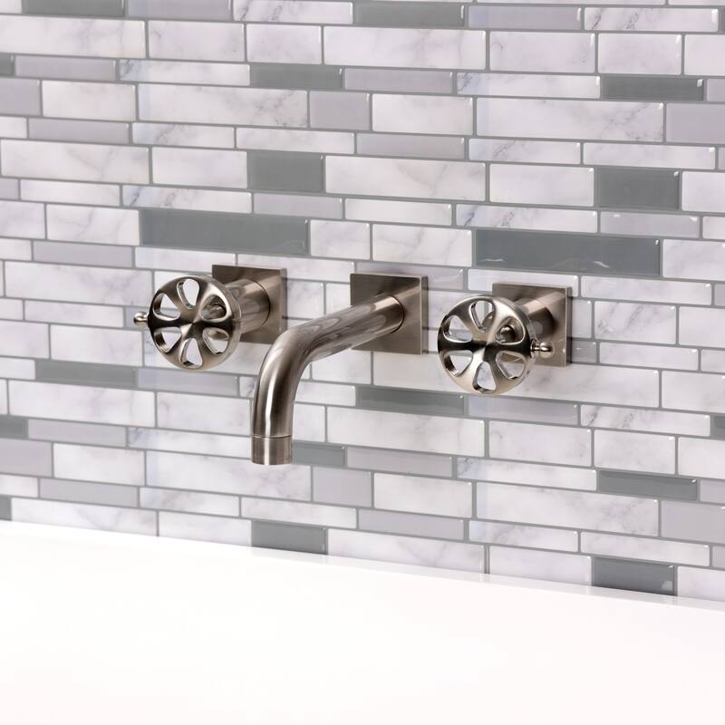 Belknap Two-Handle 3-Hole Wall Mount Bathroom Faucet in Polished Nickel