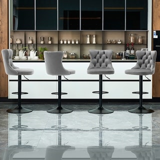 Velvet Adjustable Swivel Counter Height Barstools Set of 2