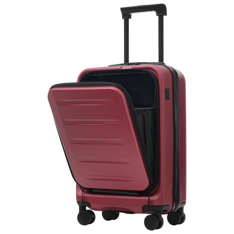 Luggage Sets 5 Piece with Front Opening, Hardside Expandable Carry On Suitcase Set with Double Spinner Wheel, with USB Port