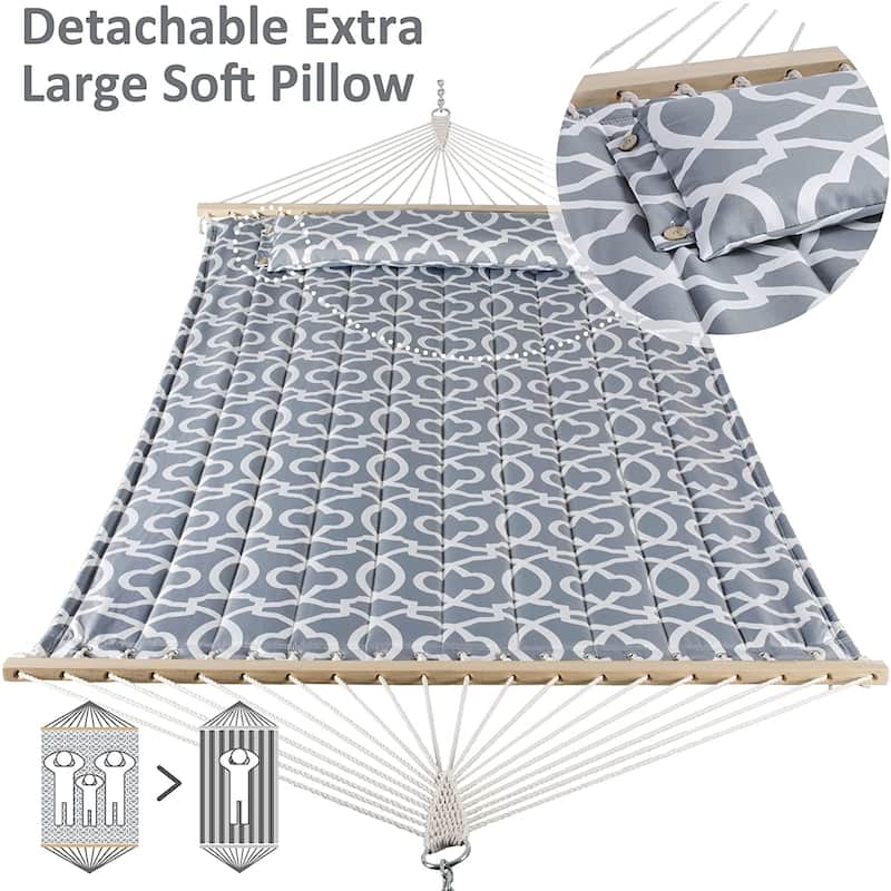 78'' Quilted 2 Person Hammock Beach Swing with Spreader Bars&Pillow - 55.1*122*1
