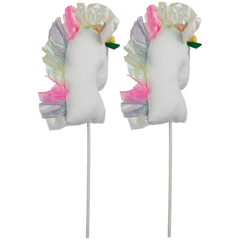 Plush Rainbow Unicorn Christmas Picks - 24" - Set of 2