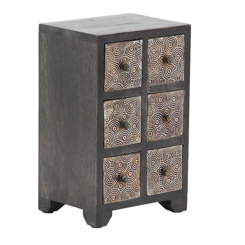 Rustic 10 x 6 Inch Rectangular 6-Drawer Jewelry Chest by Studio 350