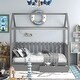preview thumbnail 2 of 7, Solid Construction Creativity House Bed with Two Drawers and Protective Guard Rails, Twin Size