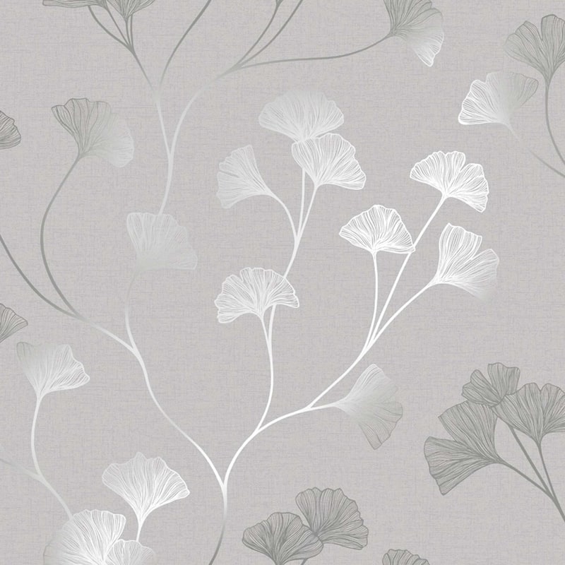 Glistening Ginkgo Leaf Non-Pasted Wallpaper– 396in x 20.8in - Silver