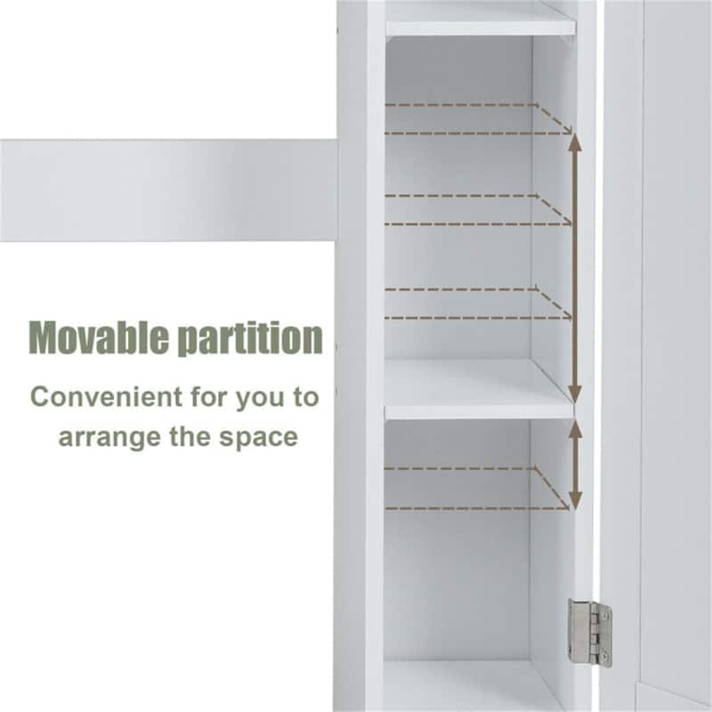 White MDF Over Toilet Storage Cabinet with Pull-Down Door and Shelves - 34.5" x 7" x 38.5" (L x W x H)