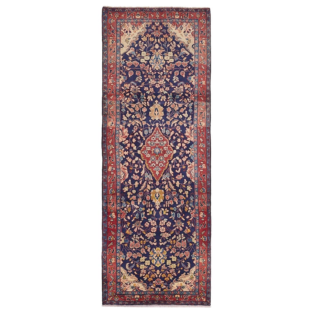 ECARPETGALLERY Hand-knotted Andelz Navy Wool Rug - 3'8 x 10'6