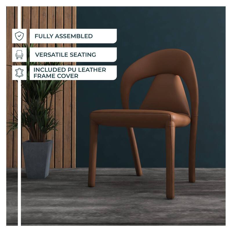 Leather Dining Chairs with Metal Legs Open-Back Design Solace Series Set of 2