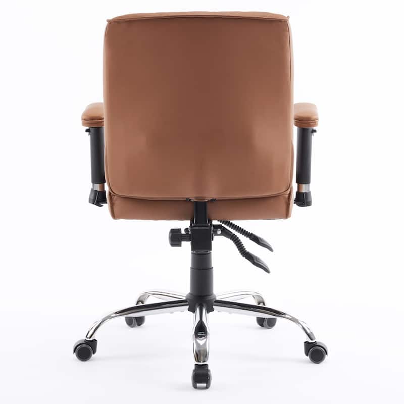 DELIA Diamond Stitched Office Chair, Cappuccino Desk Chair w/ Adjustable Armrest - N/A
