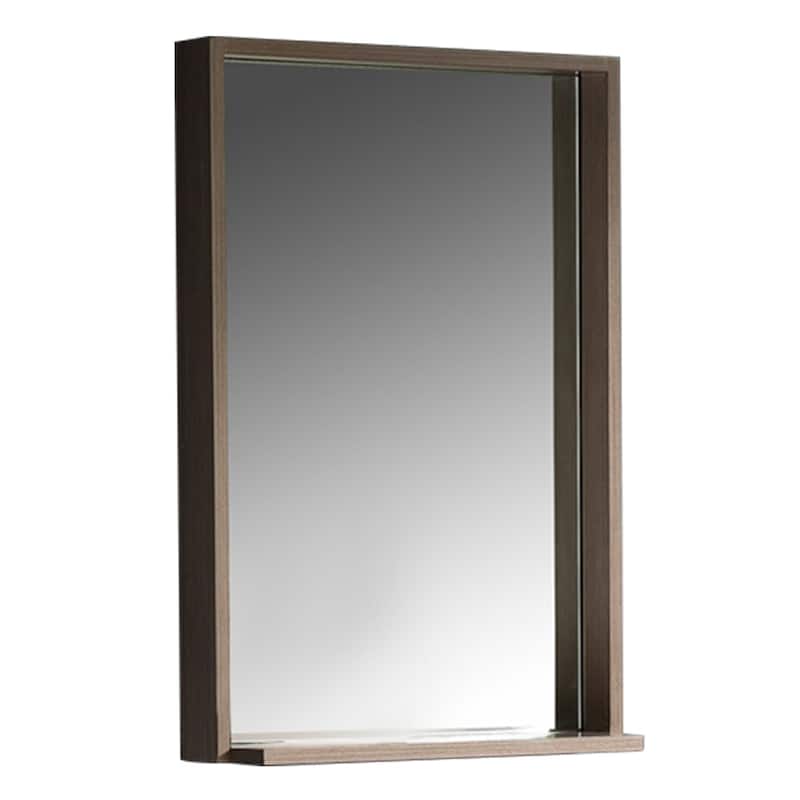 Fresca Allier 31-1/2" x 21-5/8" Plywood Framed Mirror with Shelf - Gray Oak