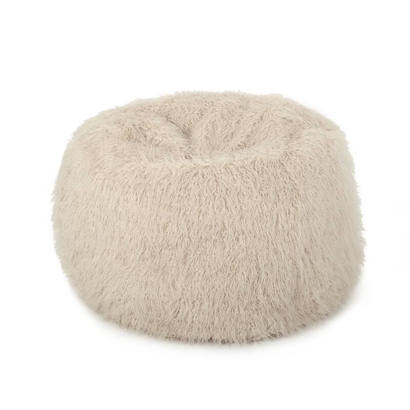 Rounded Faux Fur Bean Bag With Softness And Comfort