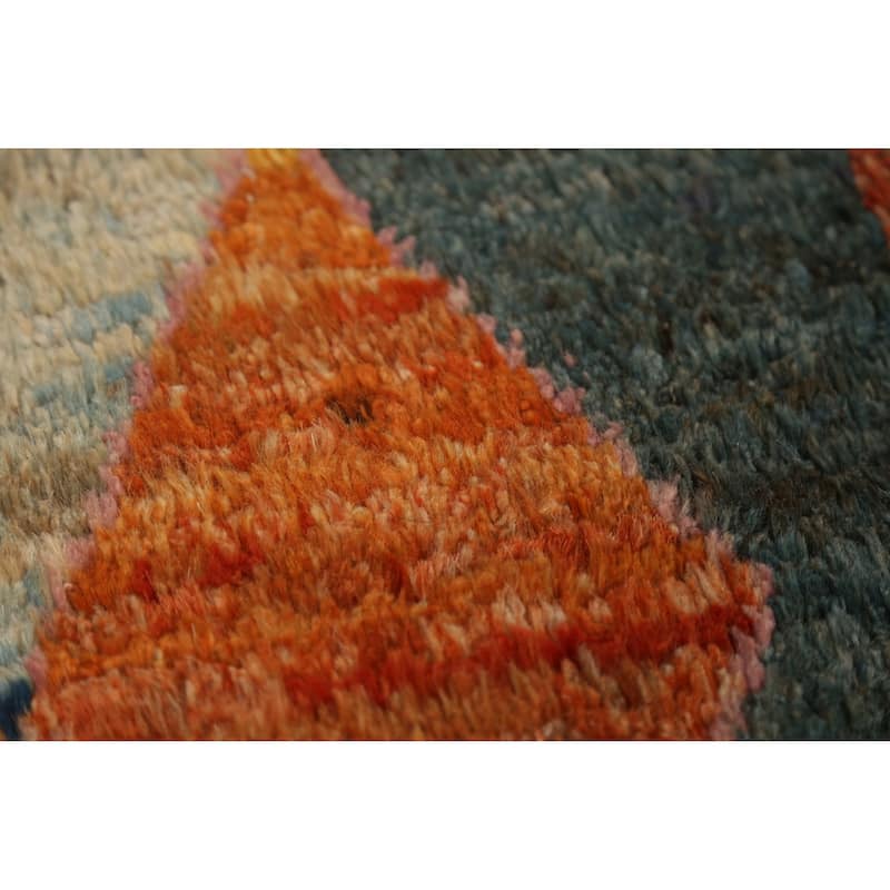 Geometric Moroccan Runner Rug Handmade Multi-Color Wool Carpet - 2'10" x 9'10"