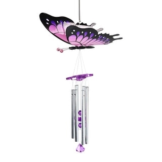 Exhart Large WindyWings Butterfly Wind Chime in Purple, 11 by 24 Inches