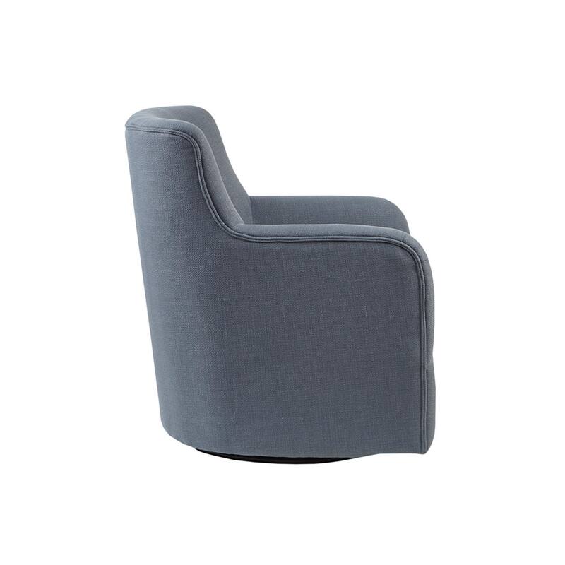 Roomfitters 360 Degree Swivel Accent Chair, Button Tufted Back Armchair, Upholstered Transition Lounge Seating, Blue