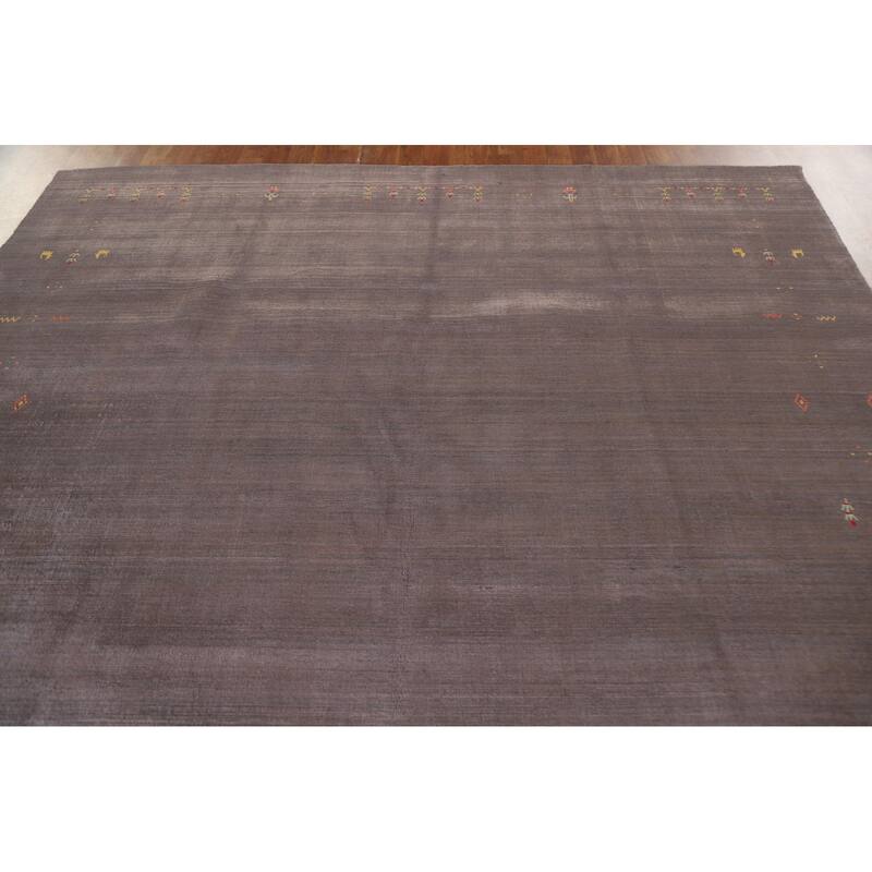 Brown Gabbeh Area Rug Handmade Wool Carpet - 8'1"x 9'10"