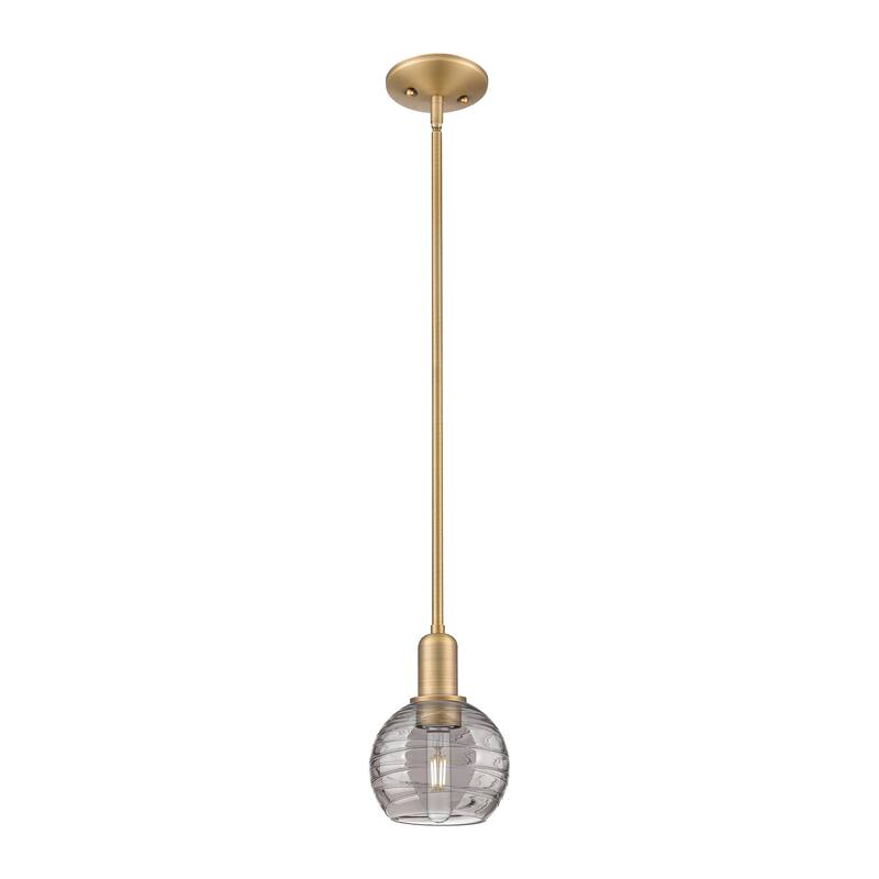 Innovations Lighting 716-1S-8-6 Athens Deco Swirl Pendant Athens Deco - Brushed Brass / Light Smoke Deco Swirl
