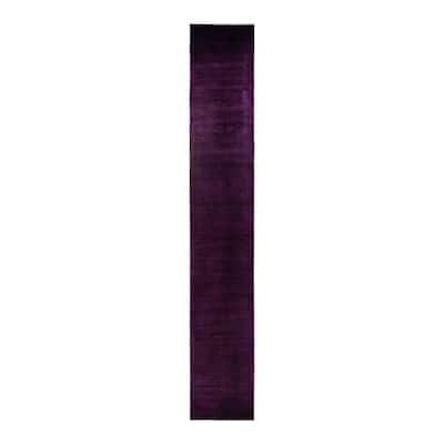 Overton Hand Knotted Wool Vintage Inspired Modern Contemporary Overdyed Purple Runner Rug - 3' 2" x 22' 6"