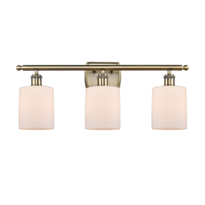 Innovations Lighting 516-3W-10-26 Cobbleskill Vanity Cobbleskill 3 - Matte White / Antique Brass