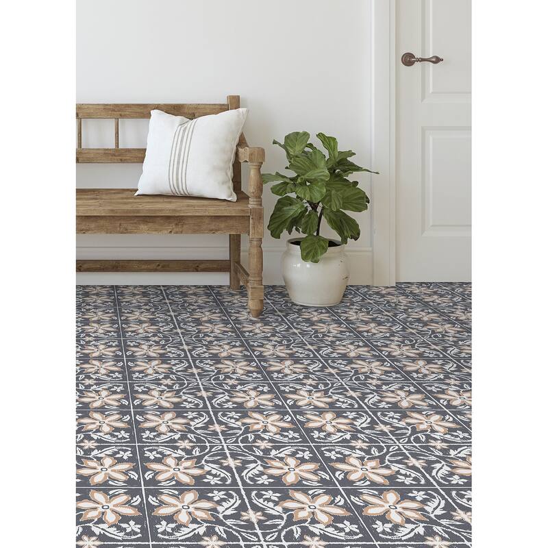 FloorPops Lillium Blue Peel and Stick Floor Tiles